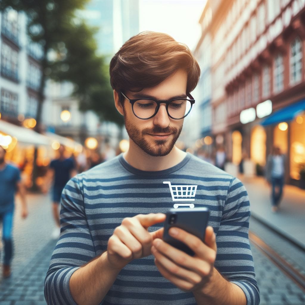 Webshopnutzer mit Smartphone