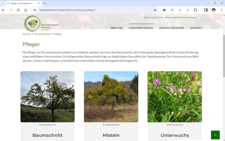 Webseite Streuobstzentrum Hessen - Pflegen