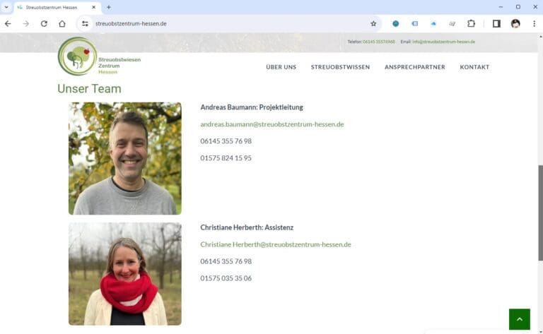Webseite Streuobstzentrum Hessen Startseite